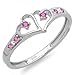 Imagen de Dazzlingrock Collection Anillo de compromiso de plata de ley con diamante blanco redondo y zafiro rosa para mujer