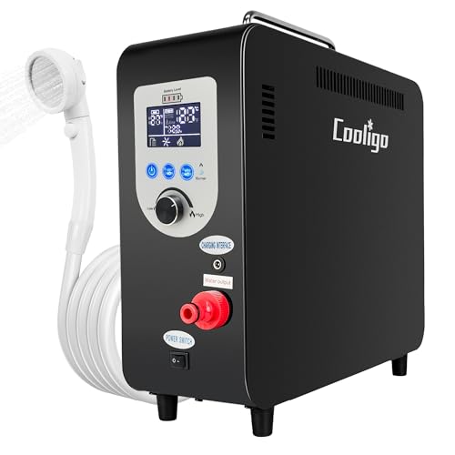 Calentador de Agua a Propano Portátil para Ducha de Camping, 40,900 BTU, Batería Recargable 4500mAh, Ducha sin Tanque para Exterior con Bomba, Calentador de Agua de Mesa para Camping y Vacaciones