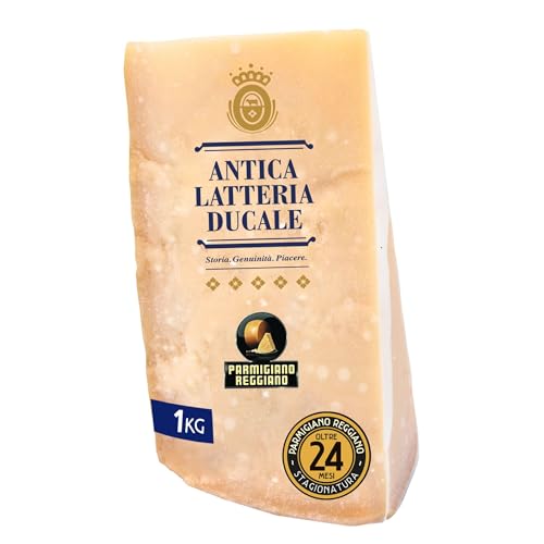 Parmigiano Reggiano Dop 24 mesi da Allevamento e Agricoltura Sostenibili - Premiata Produzione Artigianale dal 1949 - Formaggio Naturalmente Privo di Lattosio ANTICA LATTERIA DUCALE (1kg - 1pz)