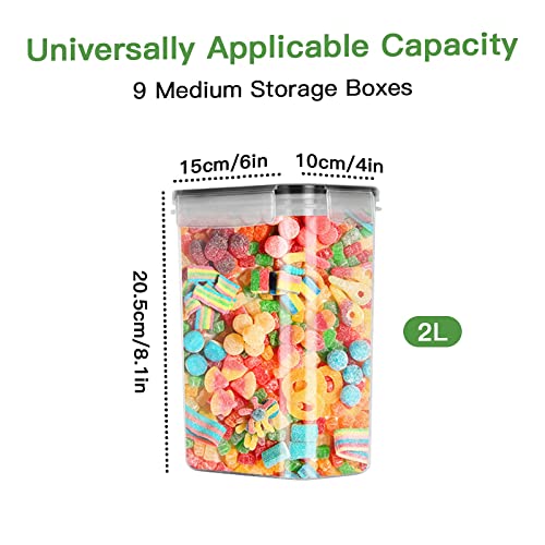 2L Large Storage Jars Set with 9 Cereal Jars Storage Box Kitchen