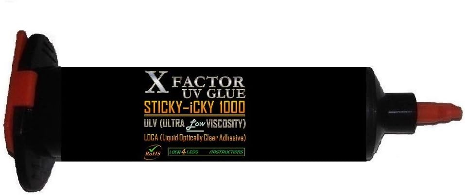 Sticky-Icky1000 LOCA UV Glue - 50ml Professional Grade Liquid Optical Clear Adhesive - Ultra Low Viscosity 1000mPas (Black Lightproof Tube) Money Back Guarantee!!