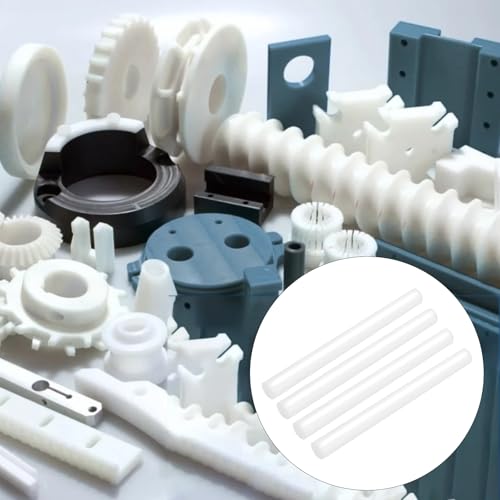 Image of 4 Pack Acetal Copolymer Rod, Standard Tolerance 1 Inch Diameter and 12 Inch Length, Opaque White Round Acetal Plastic Rods for Non-Marring Fixtures
