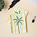 FDHSPAAM Tropical Coconut Palm Tree Beach Spiral Journal Notebook 5.5x8.3in, Blue and Yellow Striped Preppy Beach Journal, Ocean Notebooks for Note Taking, Tropical Botanical Hardcover Notebook