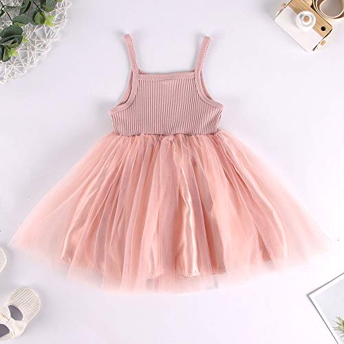 Toddler Baby Girls Tutu Dress Infant Ribbed Sleeveless Tulle Sundress Soft Fluffy Bubble Party Princess Dresses2