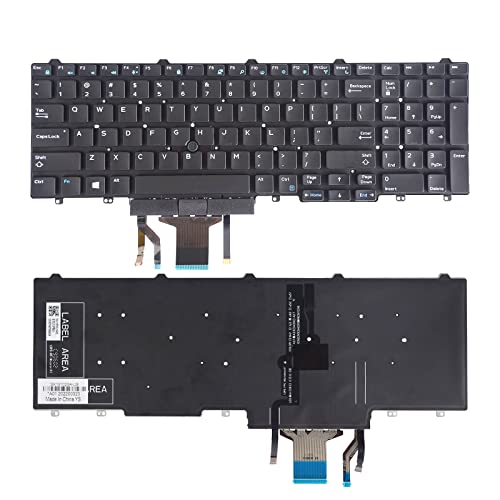 SUNMALL Teclado de substituição com retroiluminação e trackpoint compatível com Dell Latitude E5550 E5570 E5580 E5590 E5591 5550 5570 5580 5590 5591, Precision 3510 3520 7510 7520 7710 7710 720