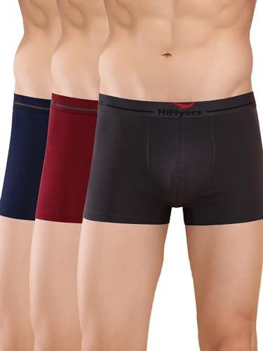 Image of HiFlyers Men's Cotton Spandex Odour-Free, Long Lasting Comfort, All Day Fresh and Confidence Dark Knight Collection Solid Trunks