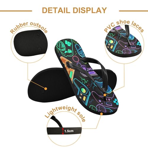 Colorful Video Game Controllers Flip Flop Sandal Men's and Women's Summer Sandal | Beach & Water Shoes（3）2