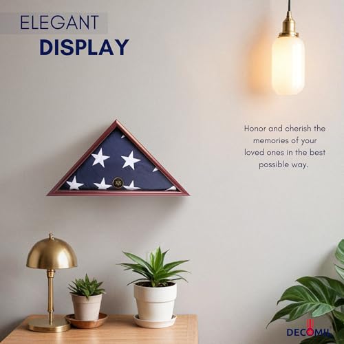 DECOMIL - American Veteran Burial Flag Display Case, Casket Flag Stand, Flag Box Display Case for Burial Flag, for 5\"x9\" Flag, Flat Base, 4 Armed Forces Emblem (Army) - Thumbnail 6