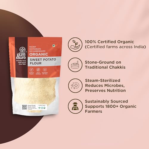 Image of Pure & Sure Organic Sweet Potato Flour 500G | 100% Naturally Processed Shakarkandi Atta | Gluten Free | No Preservatives & No Trans Fats | High Fiber Food