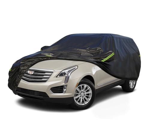 Image of KouKou Waterproof SUV Car Cover Suitable for Cadillac XT5 from 2016 to 2025, 7 Layers Windproof All Weather Waterproof Outdoor Cover Sun Rain UV Dust Snow Protection. Black