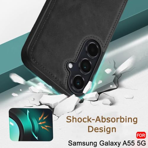 Image of MOBILOVE PU Leather Flexible Shockproof Design Back Case Cover for | Samsung Galaxy A55 5G (Black)