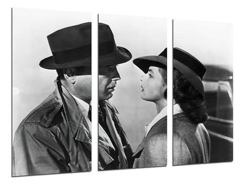 Set 3 posters decorativos para pared, Decoración Salón Modernos, Dormitorios, Habitación, Casablanca, Humphrey Bogart, Ingrid Bergman, (97 x 62 cm)