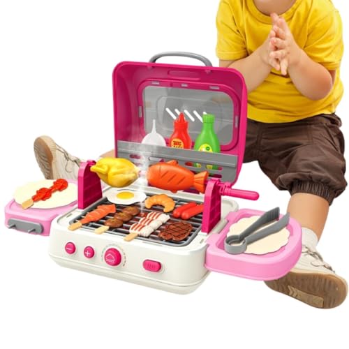 Juego de cocina infantil con parrilla plegable interactiva para niños