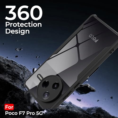 Image of A rtistque Clear Hard Transparent Acrylic Armor Anti-Drop Shockproof TPU Edge Back Cover Case for Poco F7 Pro 5G - Black