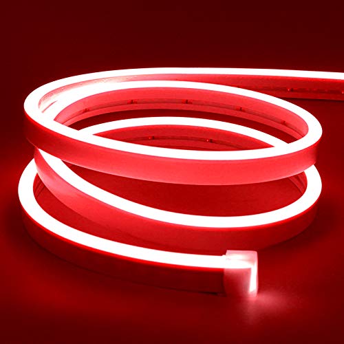 Lamomo LED Neon Lights, 16.4ft Red LED Strip Light, 12V 0.39in/Cut Silicone Waterproof Neon Rope...