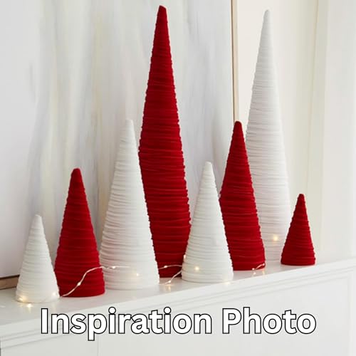 Image of Your Heart's Content Red Velvet Trees Set of 4, Luxurious Handcrafted Valentine Tree, Cozy Mantel Accent, Elegant Entryway Shelf Sitter, Winter Wedding Centerpiece (Red)