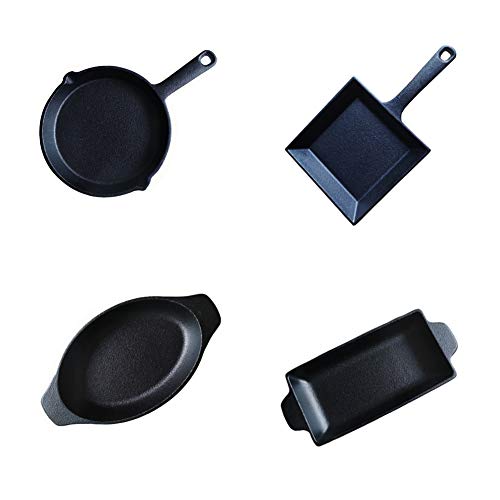 Comparison: Best Mini Cast Iron Cookie Kit 8 HAWOK Cast Iron Mini Server Rectangle: 12 oz,Square:12oz,Oval 12oz, Round 15oz Set of 4………