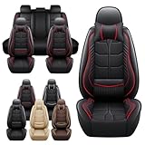 CCYCZX Car Seat Covers Fit for Lincoln Mark VIII 1993-1998,5 Seater Car Seat Cover, Premium Waterproof, Scratch Resistant Car Interior Accessories(Black Red,Premium Full Set with Pillow)