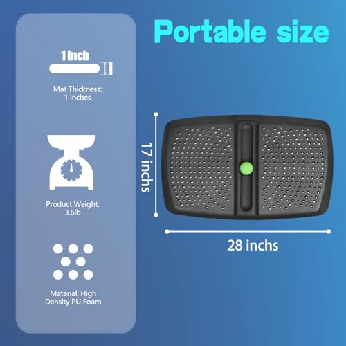 Image of 1 inch Thick Anti Fatigue Kitchen Mat Standing Mat with Massage Ball, Non Slip Standing Desk Mat with Massage Point, Multi-Purpose Comfort Floor Mat for Feet, Office, Home (Black, 17 inchx28 inchx1 inch)