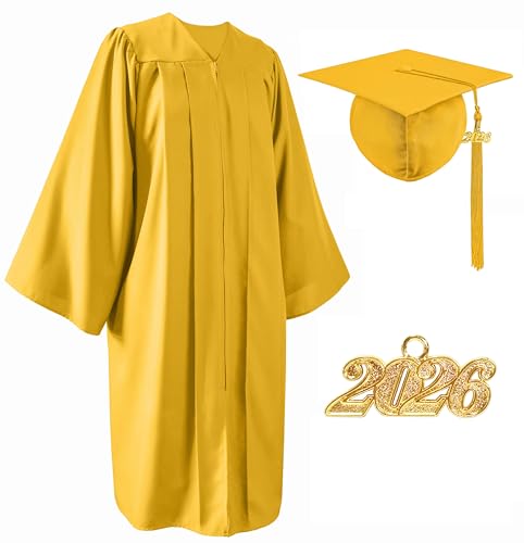 Image of Unisex Matte Graduation Cap and Gown 2026 with Tassel for High School and College Graduation