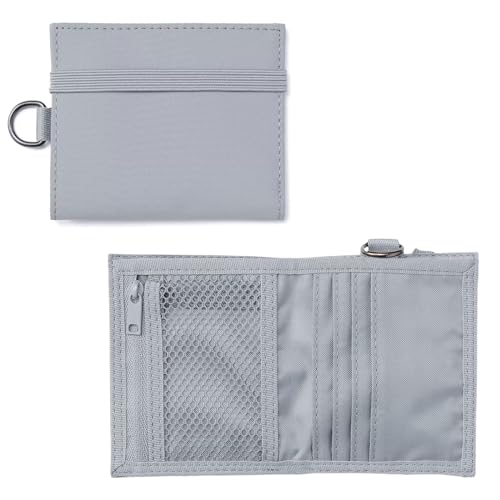 MUJI Travel Purse - Compact Bifold Wallet with Card, Coin, and Cash Storage - Slim Polyester Travel Wallet - Light and Durable (Gray)
