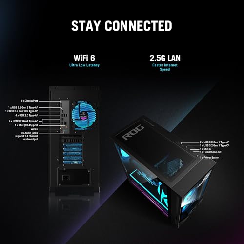 Image of ASUS ROG GM700 (2025) Gaming Desktop PC, AMD Ryzen 7 8700F (Beats Intel i7-14700F), NVIDIA GeForce RTX 5060, 2TB M.2 NVMe PCIe 4 SSD, 32GB DDR5 RAM, Windows 11