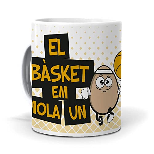 mundohuevo Taza Regalo Baloncesto (en catalán) El bàsket em Mola un ou. Cerámica AAA - 350 ml.