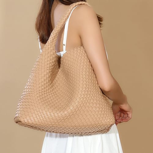 DAILANDO Fashion Woven Tote Bag for Women, Large Capacity Designer Shoulder Weave Hobo Purse