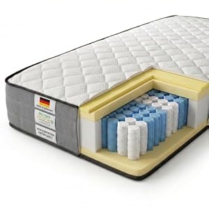 KNERST Royaldream Taschenfederkernmatratze 90 x 200 cm - Matratze mit 7-Zonen Federkernmatratze - Zwei Härtegrade H3 & H4 - Höhe: 25cm - druckentlastende Komfortschaum - Polsterung - Mattress