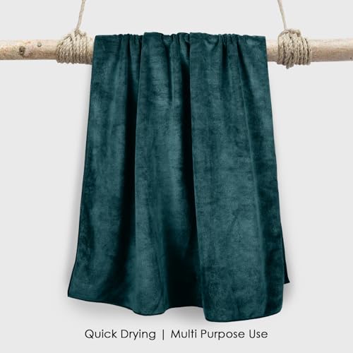 Image of HOUSSE Premium Microfiber Bath Towel - Extra Large 75x150cm Quick Dry Towels for Women Men & Kids | Super Soft Plush 550 GSM | Ultra Absorbent for Home Swimming Sports & Travel (Jungle Green)