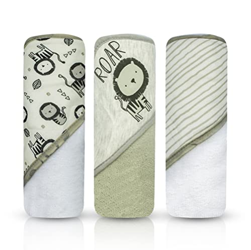 Image of MODERN BABY 3 Pack Hooded Baby Bath Towel Set for Newborns Infants & Toddlers, Boys & Girls Baby Hooded Towels