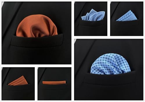 SHLAX&WING 5 Pieces Assorted Mens Silk Pocket Square Set Handkerchiefs