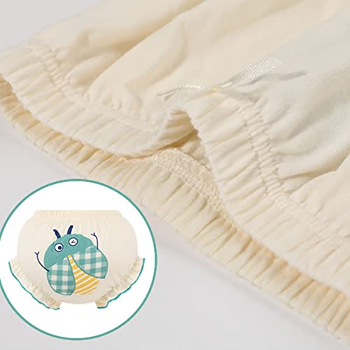4Pack 𝐃iaper Cover,Baby Girl Bloomers,Soft Cotton Underwear,Panties for Toddler Girls Briefs (Yellow #5, 2-3 Years)4