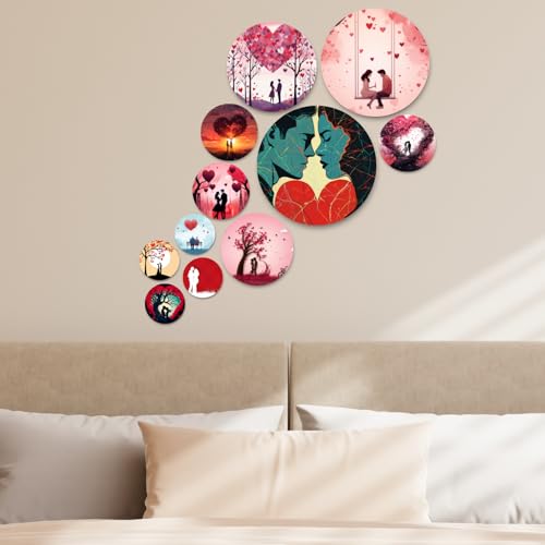 Image of RADIQORE Set of 11 Designer MDF Wooden Wall Hanging for Home Decoration | Office | Gift | Wall Decor Hanging Items | Wall Art | Living Room | Bedroom (love)