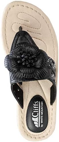 CLIFFS BY WHITE MOUNTAIN Cynthia Women's Thong Sandal, Black/Smooth, 7.5 M | Image 4