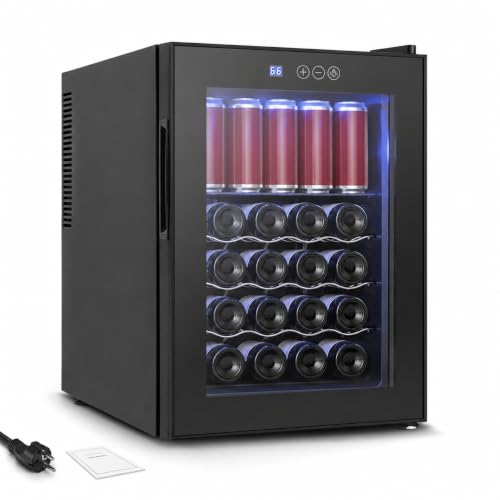 Chensyo   Bodega para vino (20 botellas, refrigerador de vino 48 L, colocación libre con puerta de cristal, temperatura ajustable 12 18 °C, pantalla táctil LED, mini nevera para vino silenciador para