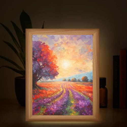 Light Up Painting, Autumn Forest Wall Art Picture Light Colorful Forest Light Up Desktop Art Decor, 10 Brightness, USB Powered, 3 Lighting Modes, Anxiety Relief Gift for Bedroom Home - Without Frame
