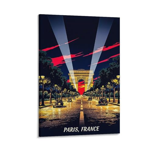 Tableau Arc de Triomphe nuit cuisine decoration murale moderne