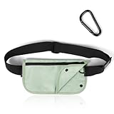 「盗難防止のサイドバックル」 セキュリティポーチ ウエストポーチ セキュリティーポーチ 旅行グッズ ウエストバッグ 超薄型 軽量 旅行グッズ ウエストバッグ スキミング防止 女性 服の下 旅行 撥水 緑 グリーン