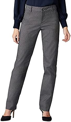 Lee Women's Wrinkle Free Relaxed Fit Straight Leg Pant, Black/White Rockhill Plaid, 4 Short