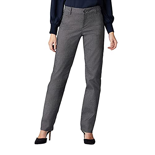 Lee Women's Wrinkle Free Relaxed Fit Straight Leg Pant, Black/White Rockhill Plaid, 4 Short #TOP2