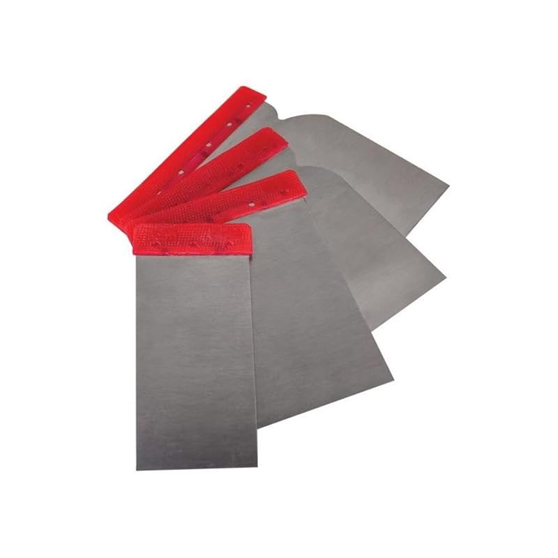 Kit de Espátulas Metálicas AES Industries para Massa de Funilaria e Glaze, 4 Peças