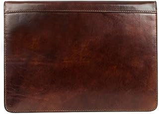 Leather Portfolio Folder A4 Document Case Handmade Organizer Dark Brown - Time Resistance