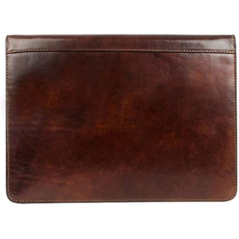 Leather Portfolio Folder A4 Document Case Handmade Organizer Dark Brown - Time Resistance Cover