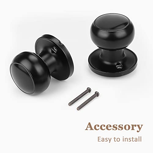 Probrico (6 Pack Classic Closet Door Knobs Dummy Door Knob, Individual Non-Turning Dummy Door Knob Single Side, Black Interior Door Knobs, Easy Installation #TOP4