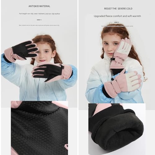 Guantes de esquí para niños y adolescentes impermeables con diseño simple 6