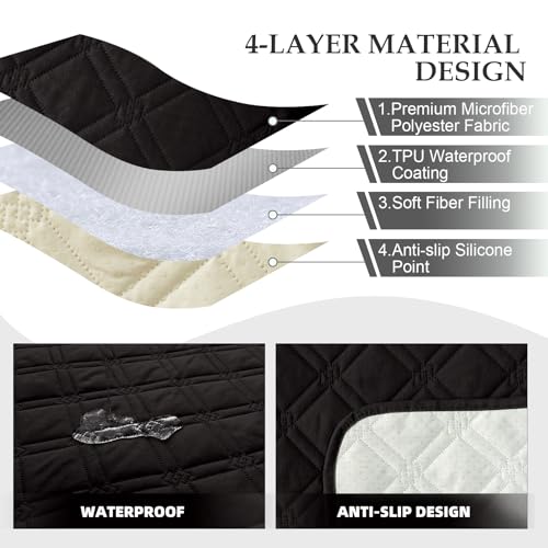 Image of Genina Waterproof Recliner Chair Covers, Recliner Cover for Dog Pets Friendly, Washable Antislip Reclining Chair Cover Furniture Protector, Sofa Slipcover for Living Room(23.6inch /Black)