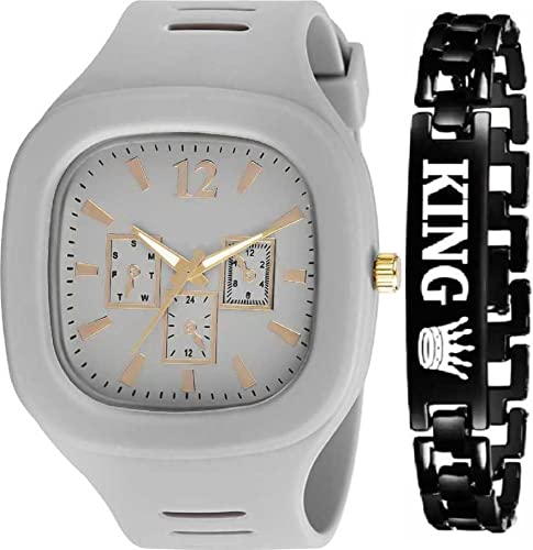 TEKZIE Latest Unique Look Combo Analog Watch and Bracelet for Men & Boys (Pack of 2)