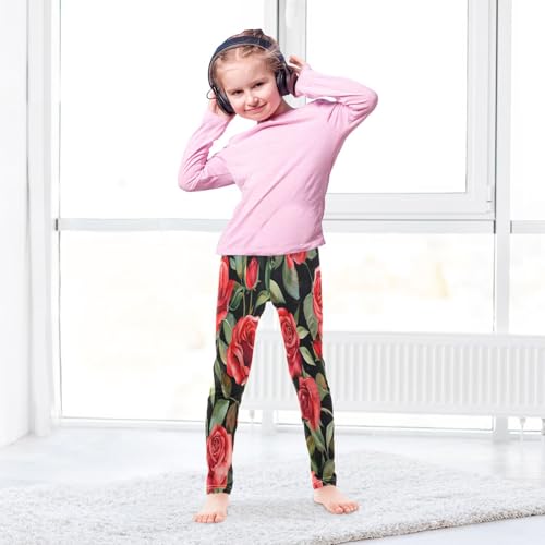 Bolaz Toddler Girls Leggings Printed Yoga Pants Leggings Roses Leaves for Kids4