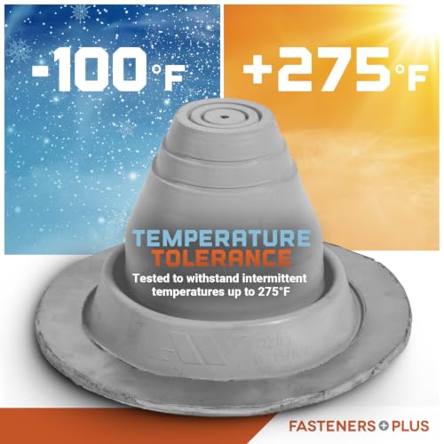 Image of Fasteners Plus #1 Round EPDM Metal Roof Pipe Flashing Boot (Fits 1 /4 inch - 2-1 /2 inch Pipe OD), Gray